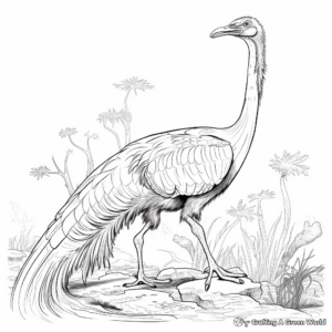 Interactive Therizinosaurus with Prey Coloring Pages 1