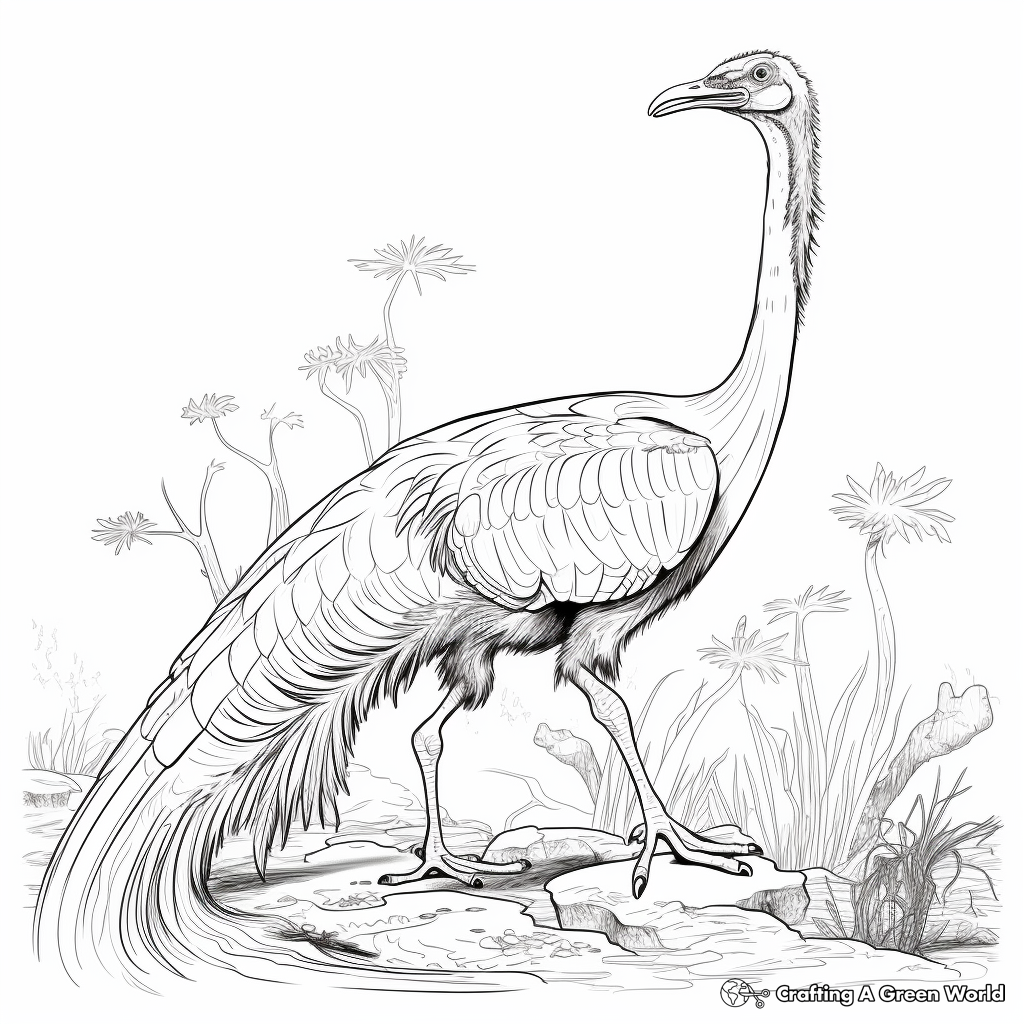 Interactive Therizinosaurus with Prey Coloring Pages 1