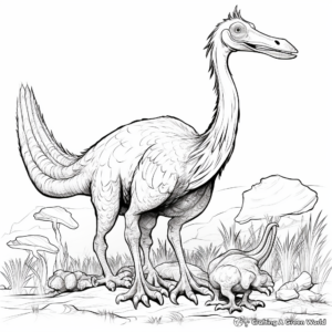 Interactive Therizinosaurus with Prey Coloring Pages 4