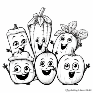 Interactive Vegetables Group Coloring Pages 2
