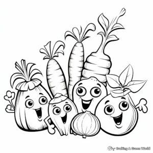 Interactive Vegetables Group Coloring Pages 3