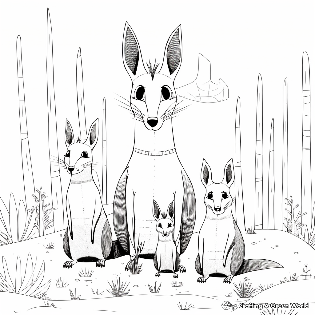 Interactive Wallaby Family Coloring Pages 1