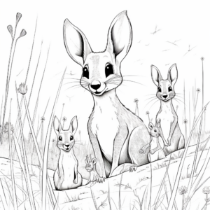 Interactive Wallaby Family Coloring Pages 2