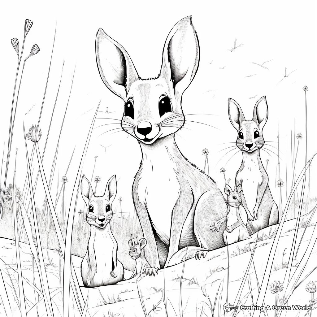 Interactive Wallaby Family Coloring Pages 2