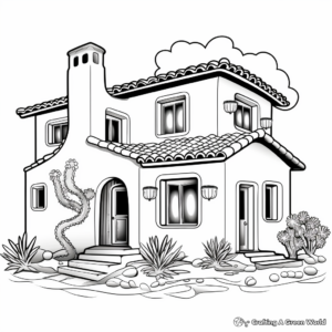 Interesting Adobe House Coloring Pages for Kids 1