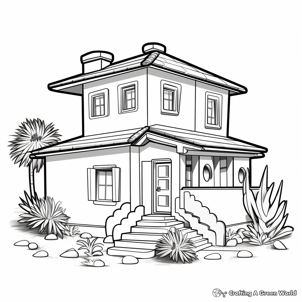 Interesting Adobe House Coloring Pages for Kids 2