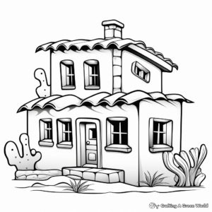 Interesting Adobe House Coloring Pages for Kids 3