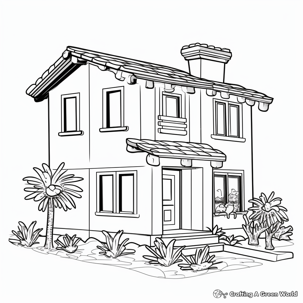 Interesting Adobe House Coloring Pages for Kids 4