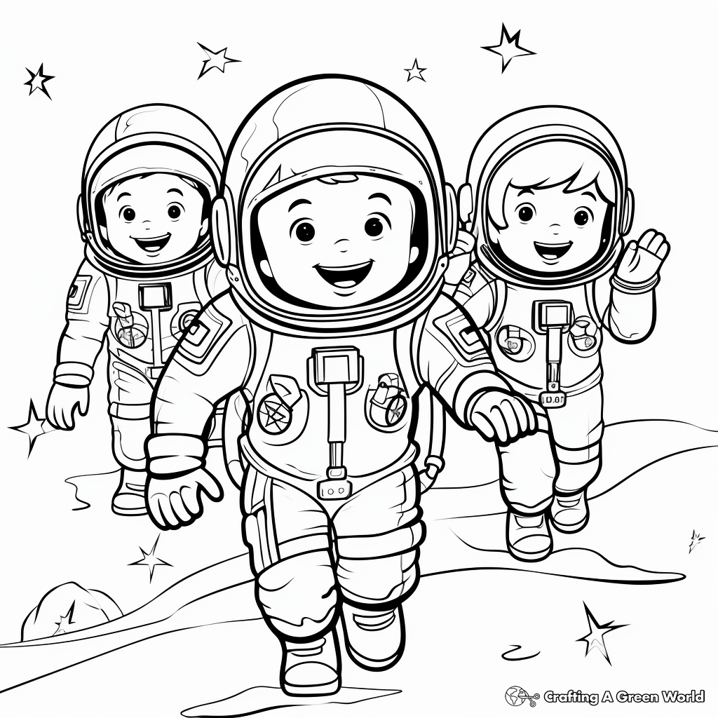 International Astronaut Team Coloring Pages 2