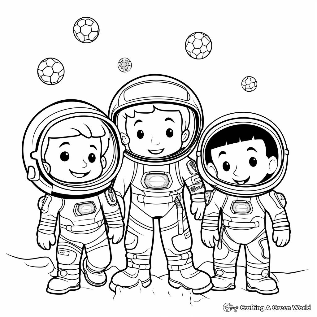 International Astronaut Team Coloring Pages 4
