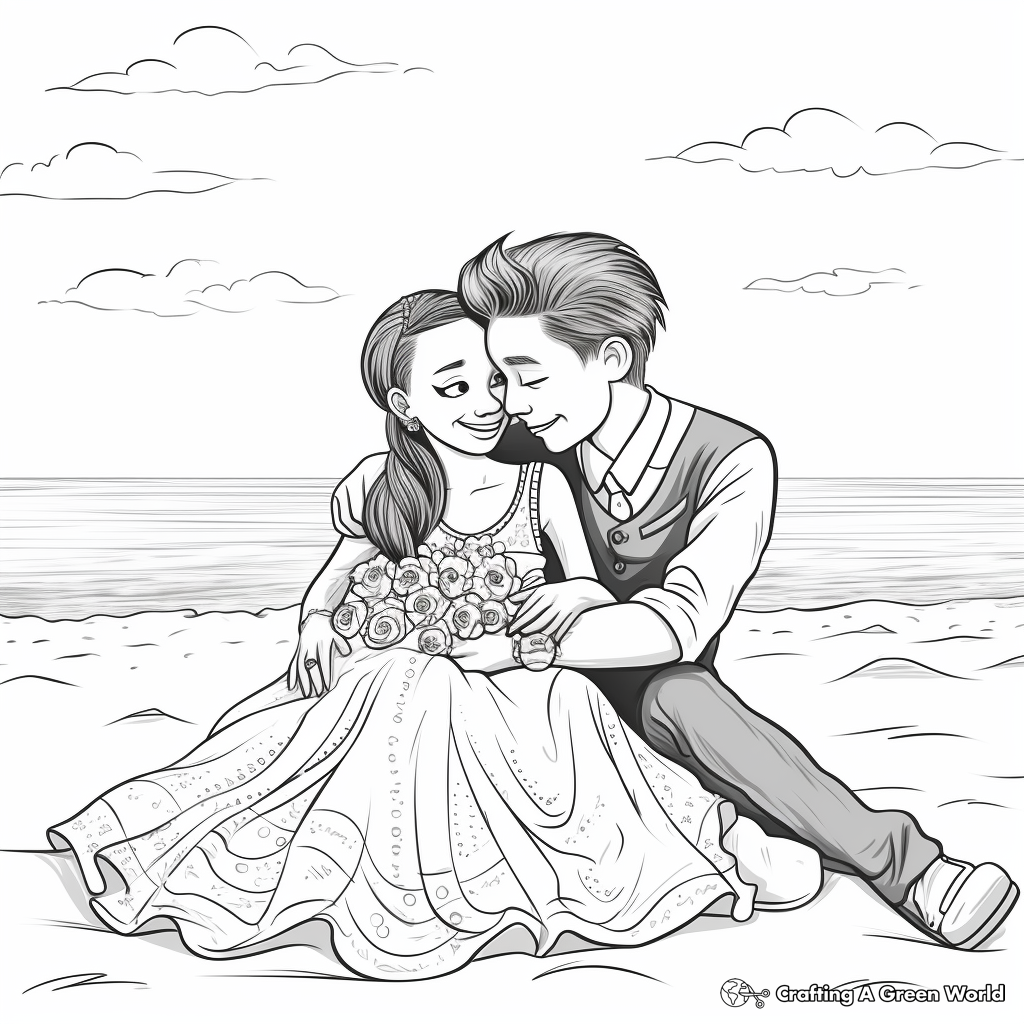 Intimate Beach Wedding Coloring Pages 2