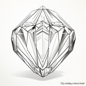 Intricate 3D Diamond Structure Coloring Pages 1