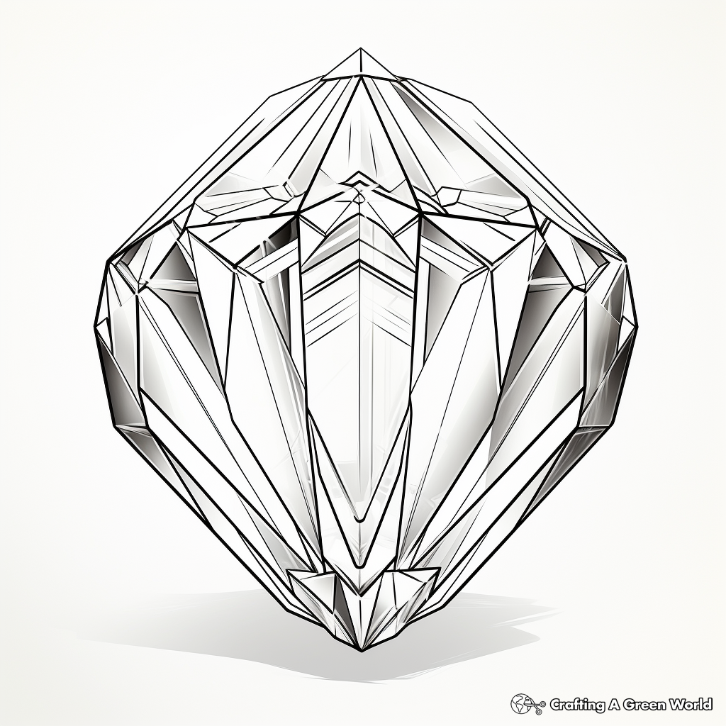 Intricate 3D Diamond Structure Coloring Pages 1