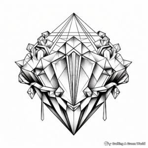 Intricate 3D Diamond Structure Coloring Pages 4