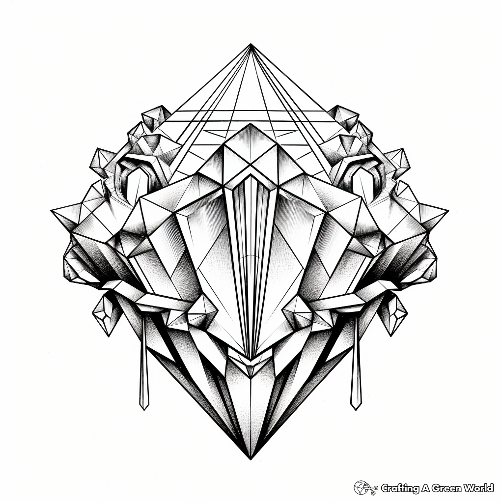 Intricate 3D Diamond Structure Coloring Pages 4