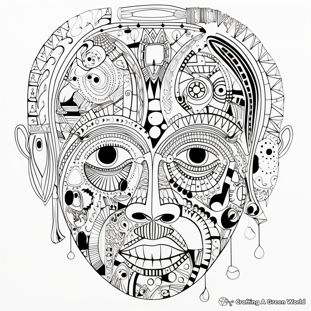 Intricate Adult Art Style Nose Coloring Pages 1