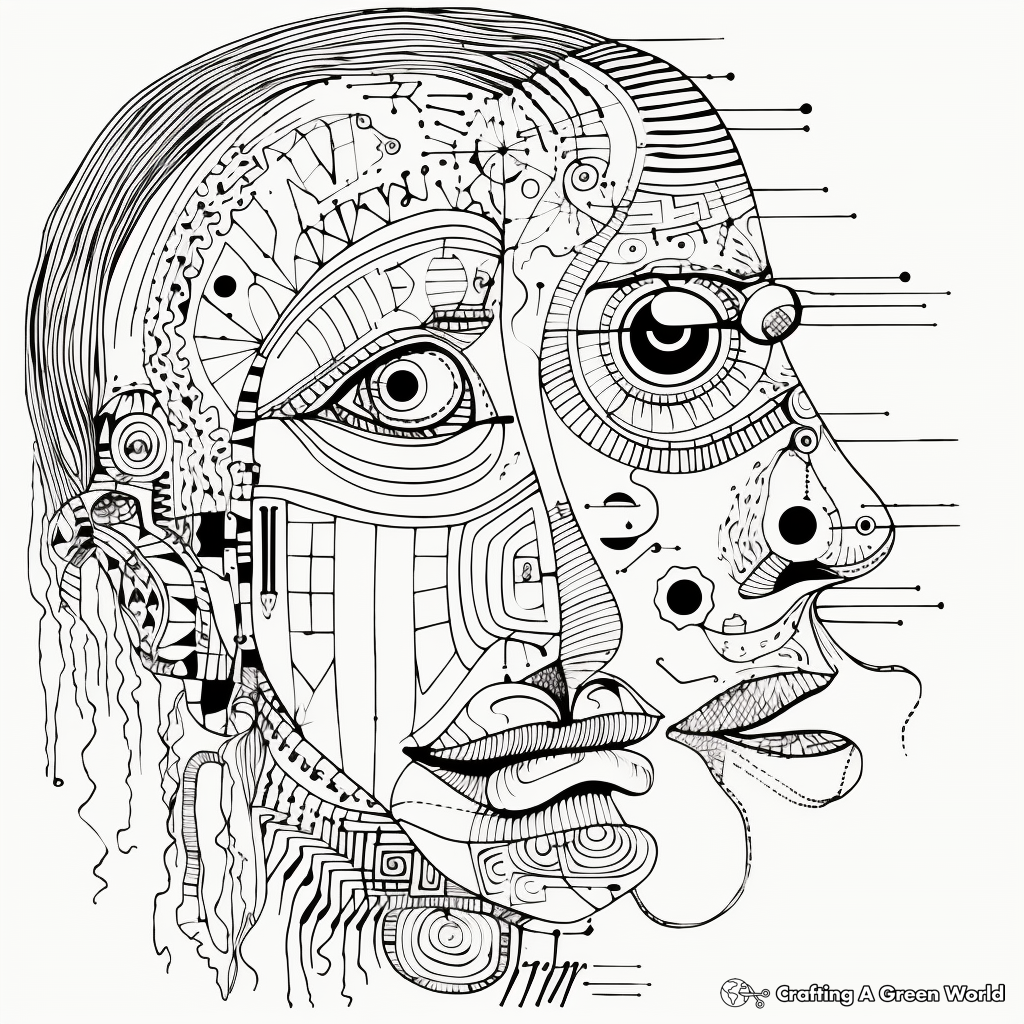 Intricate Adult Art Style Nose Coloring Pages 2