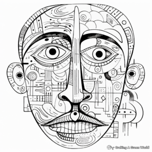 Intricate Adult Art Style Nose Coloring Pages 3