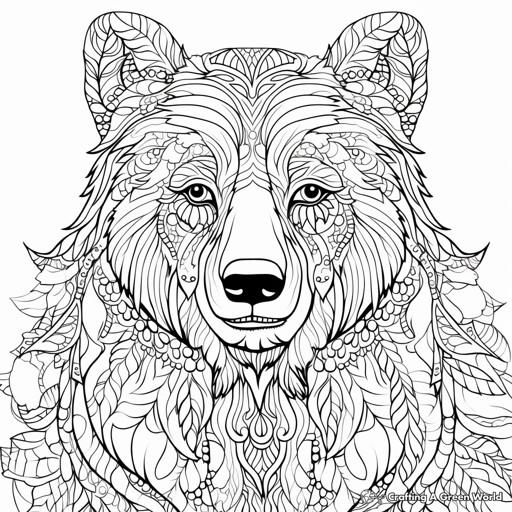 Intricate Adult Brown Bear Coloring Pages 1