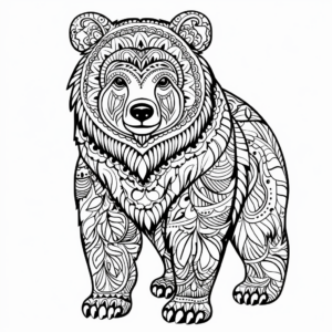 Intricate Adult Brown Bear Coloring Pages 4