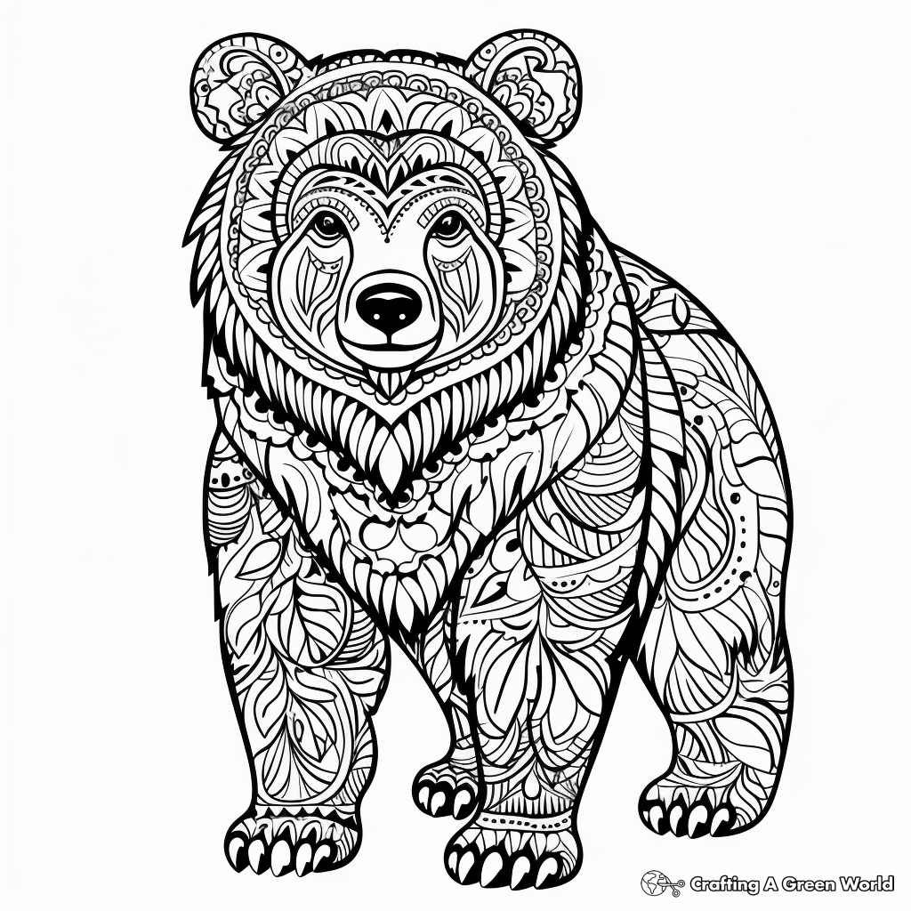 Intricate Adult Brown Bear Coloring Pages 4