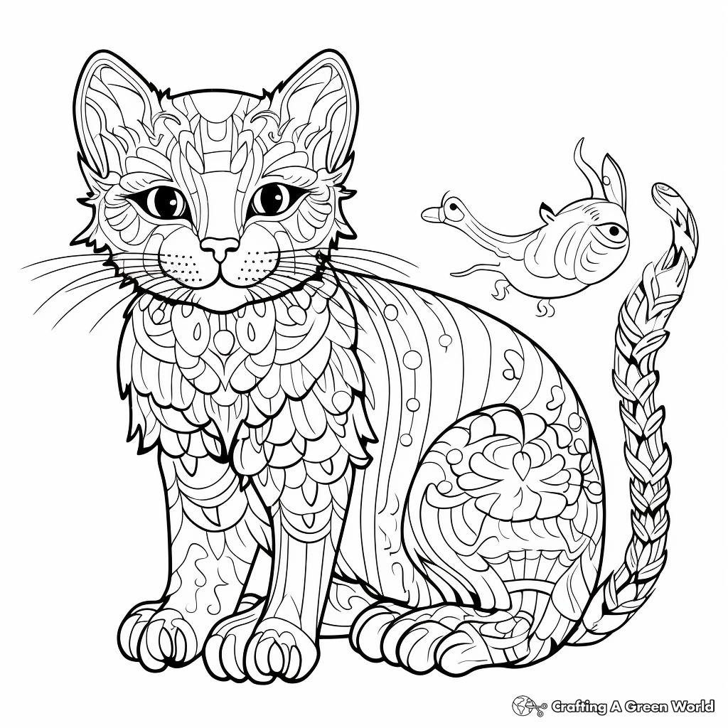 Intricate Adult Cat and Mouse Coloring Pages 2