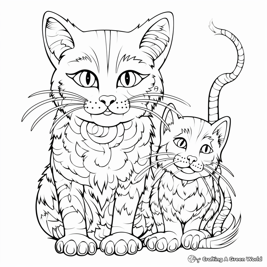 Intricate Adult Cat and Mouse Coloring Pages 3