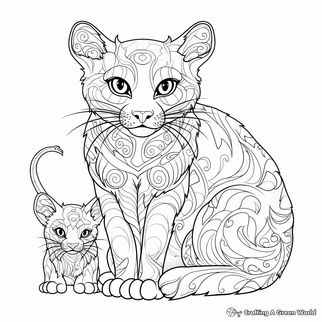 Intricate Adult Cat and Mouse Coloring Pages 4