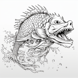 Intricate Adult Dragon Fish Coloring Pages 1