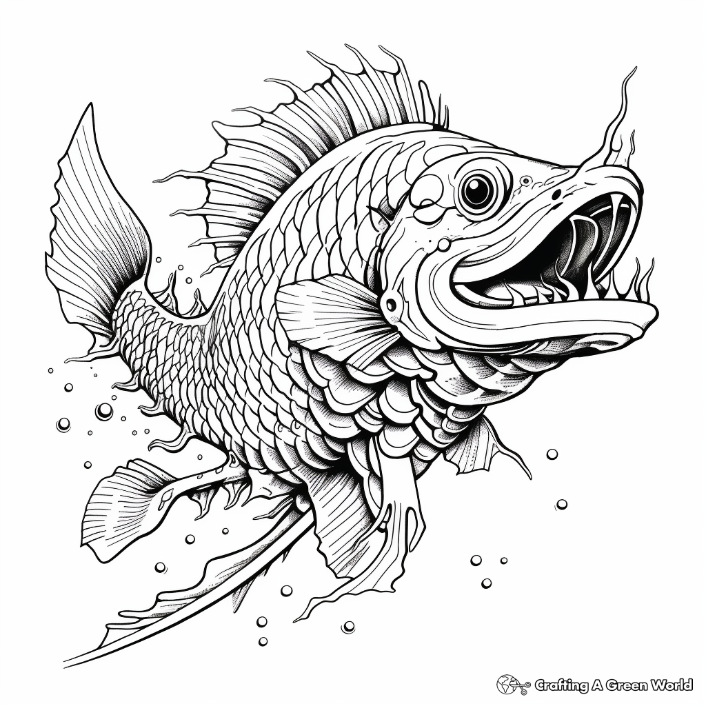 Intricate Adult Dragon Fish Coloring Pages 2