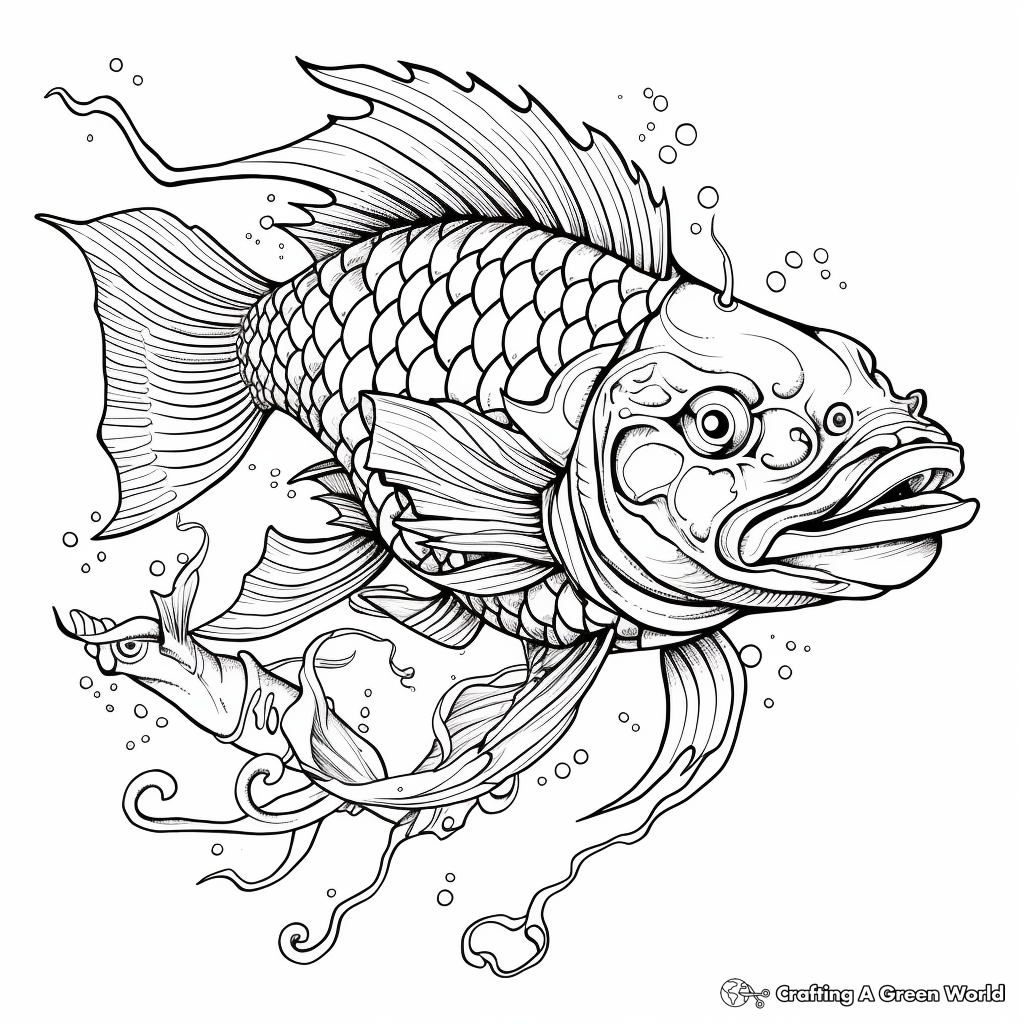 Intricate Adult Dragon Fish Coloring Pages 3