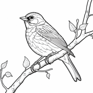 Intricate Adult Red-Winged Blackbird Coloring Pages 2