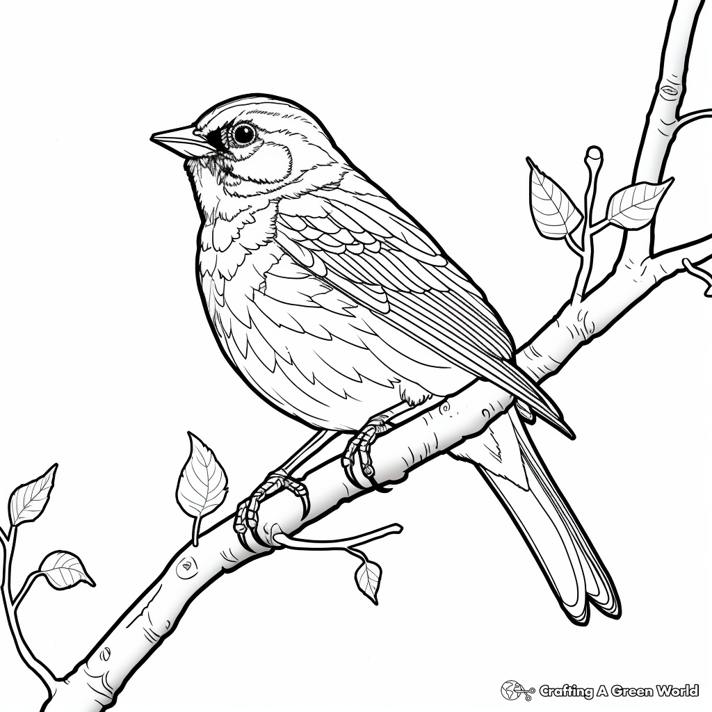 Intricate Adult Red-Winged Blackbird Coloring Pages 2