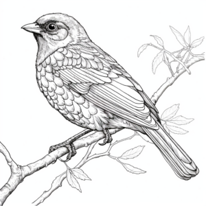 Intricate Adult Red-Winged Blackbird Coloring Pages 3