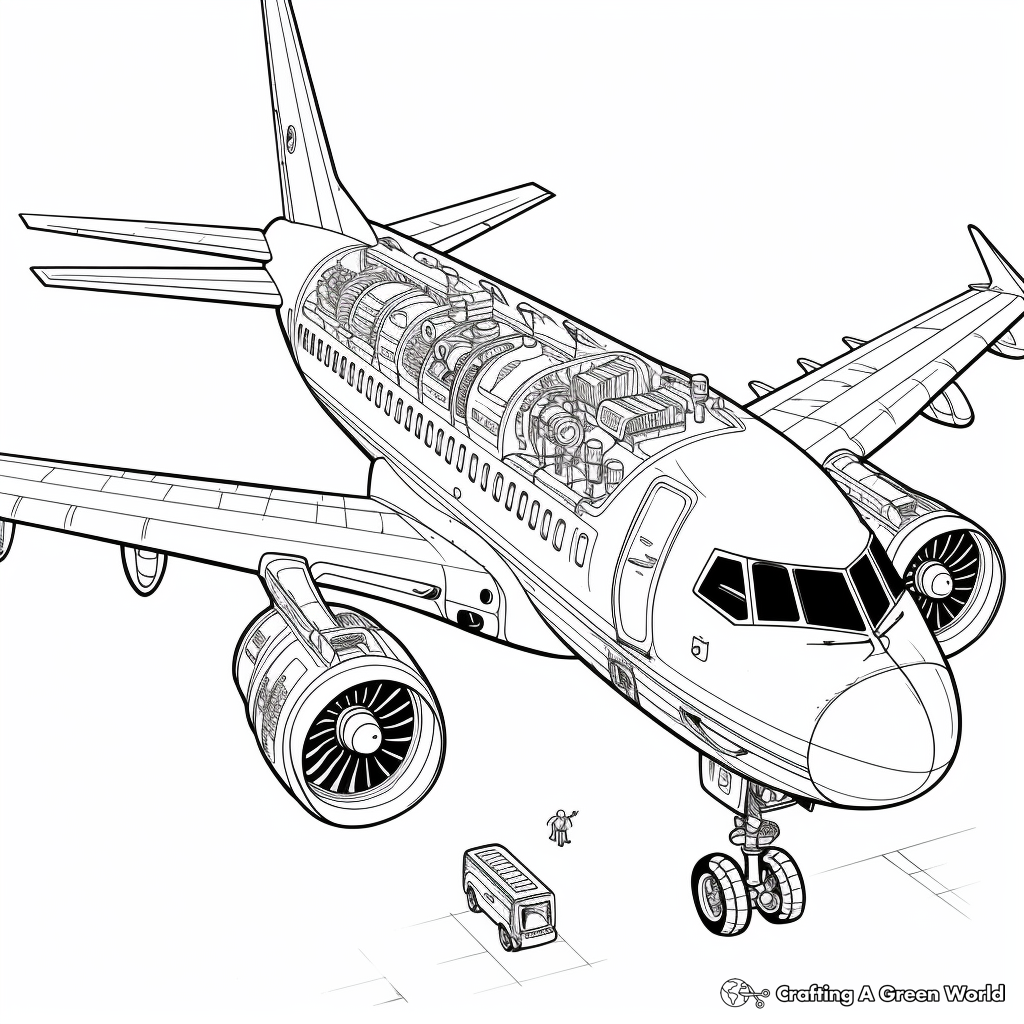 Intricate Airplane Mechanics Coloring Pages 3