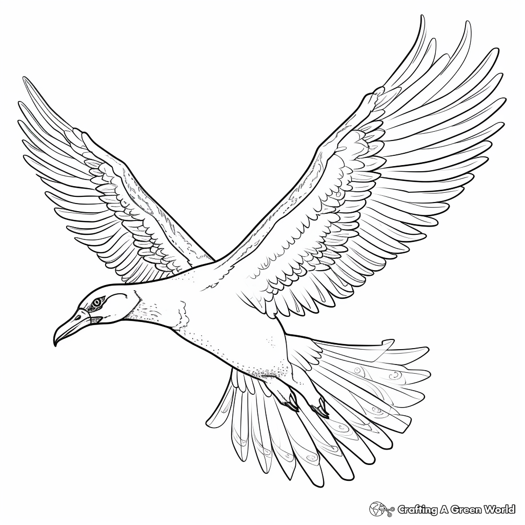 Intricate Albatross Flying Coloring Pages 2