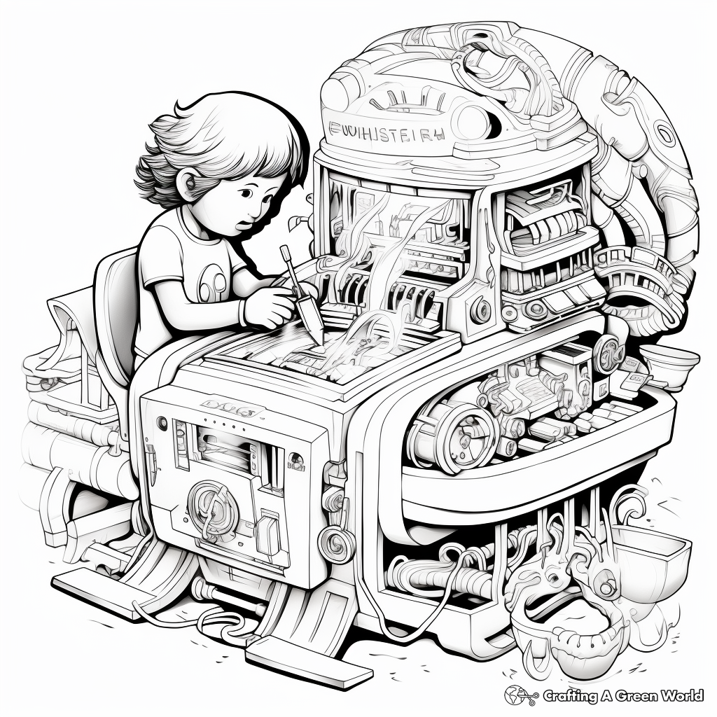 Intricate All-in-One Printer Coloring Pages 2