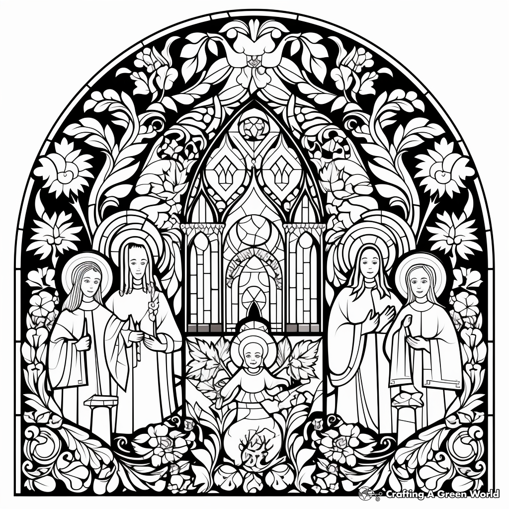 Intricate All Saints Day Stained Glass Coloring Pages 2