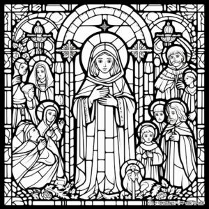 Intricate All Saints Day Stained Glass Coloring Pages 3