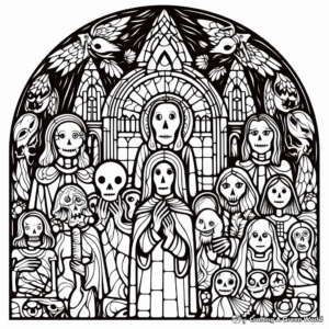 Intricate All Saints Day Stained Glass Coloring Pages 4
