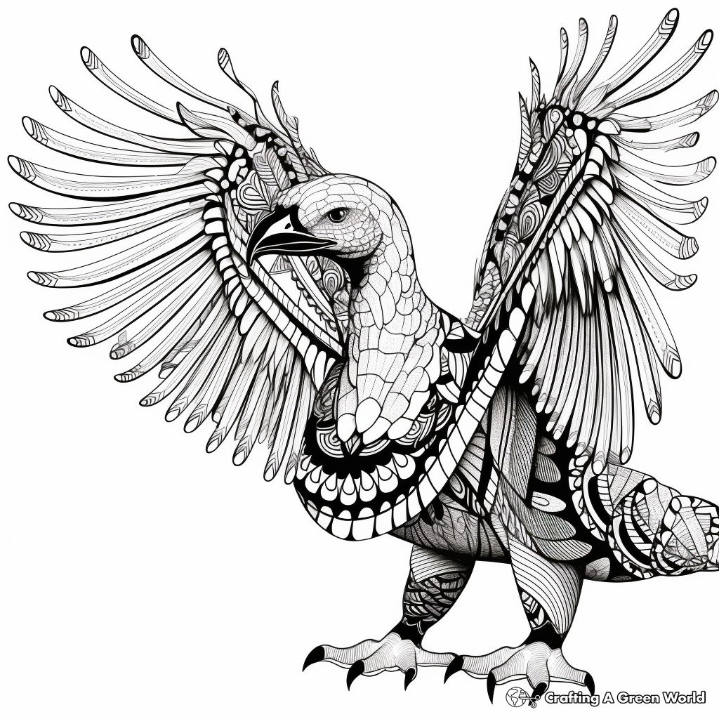 Intricate Andean Condor Vulture Coloring Pages 2
