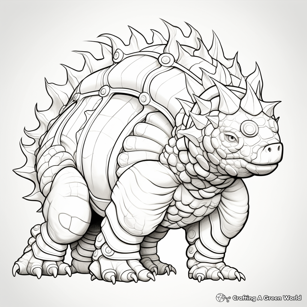Intricate Ankylosaurus Coloring Pages for Artists 2