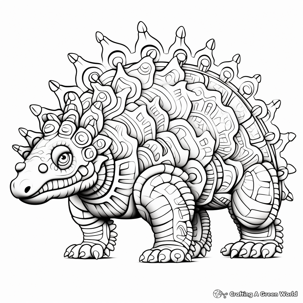 Intricate Ankylosaurus Coloring Pages for Artists 4
