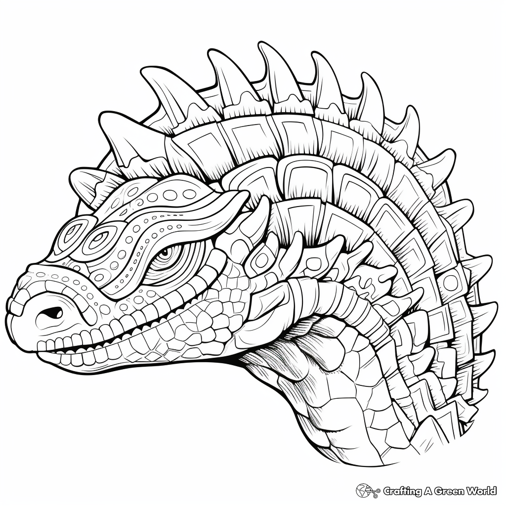 Intricate Ankylosaurus Head Coloring Pages 3