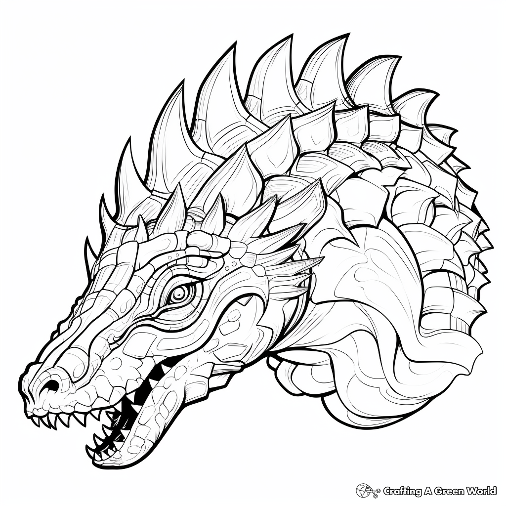 Intricate Ankylosaurus Head Coloring Pages 4