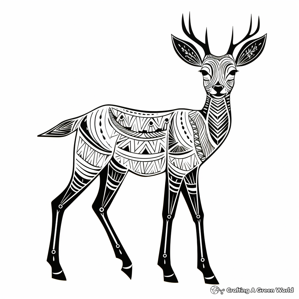 Intricate Antelope Coloring Pages for Adults 1