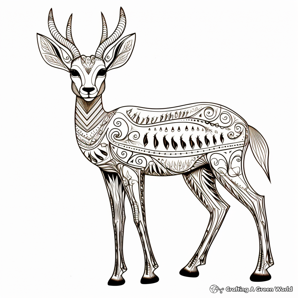 Intricate Antelope Coloring Pages for Adults 2