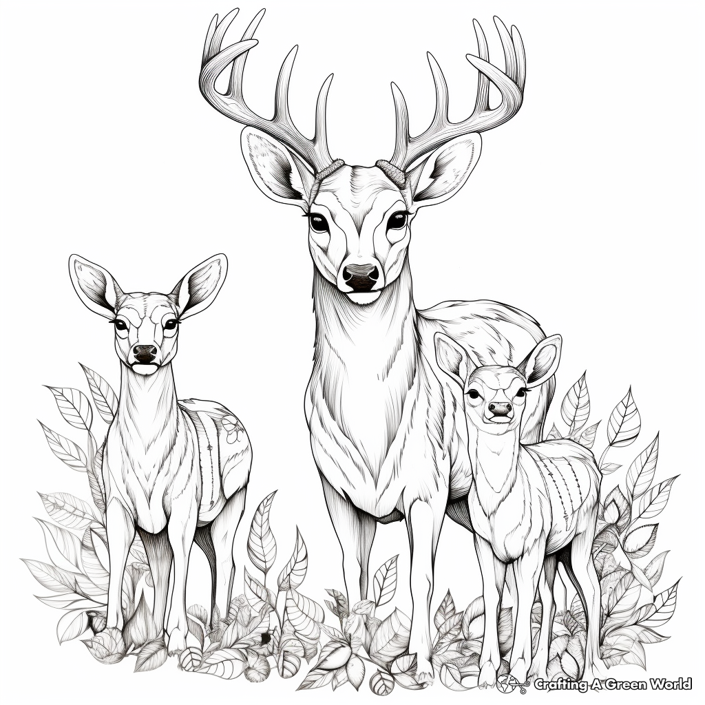 Intricate Antlered Buck Coloring Pages 4