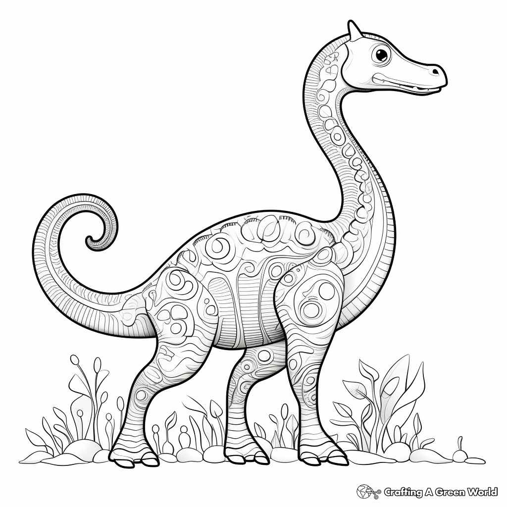 Intricate Apatosaurus Coloring Pages for Adults 2
