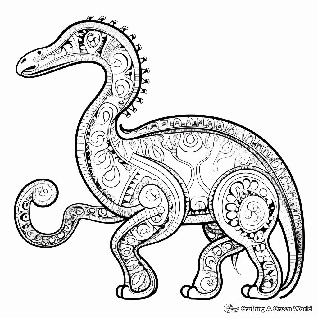 Intricate Apatosaurus Coloring Pages for Adults 4